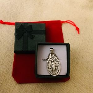 Classic Virgin Mary Miraculous Medal Pendant Oval Charm Necklace